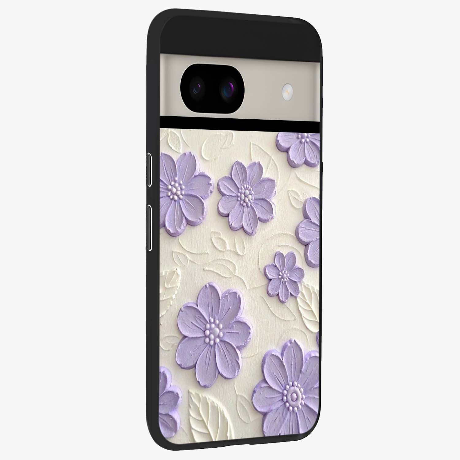 Floral Wall Art With Purple Flowers Glass Case upright view showcasing elegant purple flower artwork with decorative floral theme.