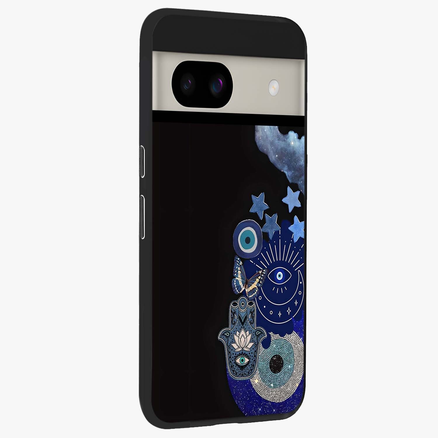 Galactic Charm Cluster Glass Case upright view showcasing glowing cosmic charm artwork with magical celestial style.