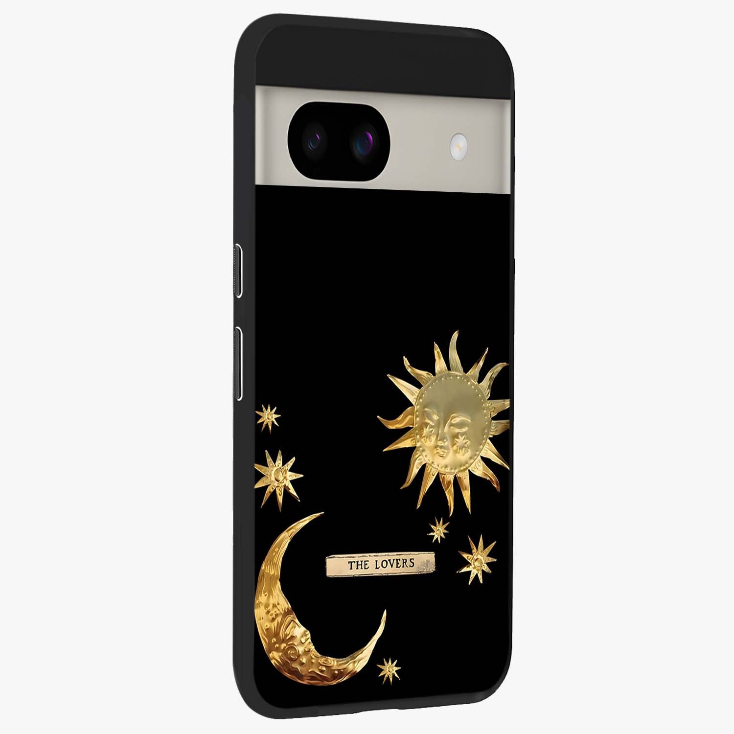 Gold Sun Blush Glass Case upright view showcasing glowing sun artwork with elegant celestial theme.