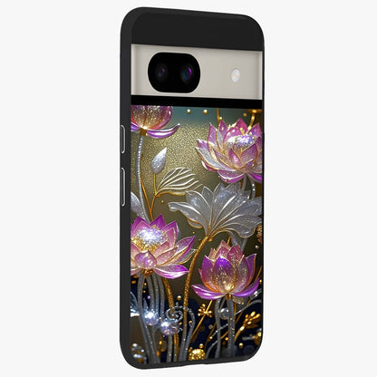 Golden Floral Majesty Glass Case upright view showcasing majestic floral artwork with rich decorative theme.