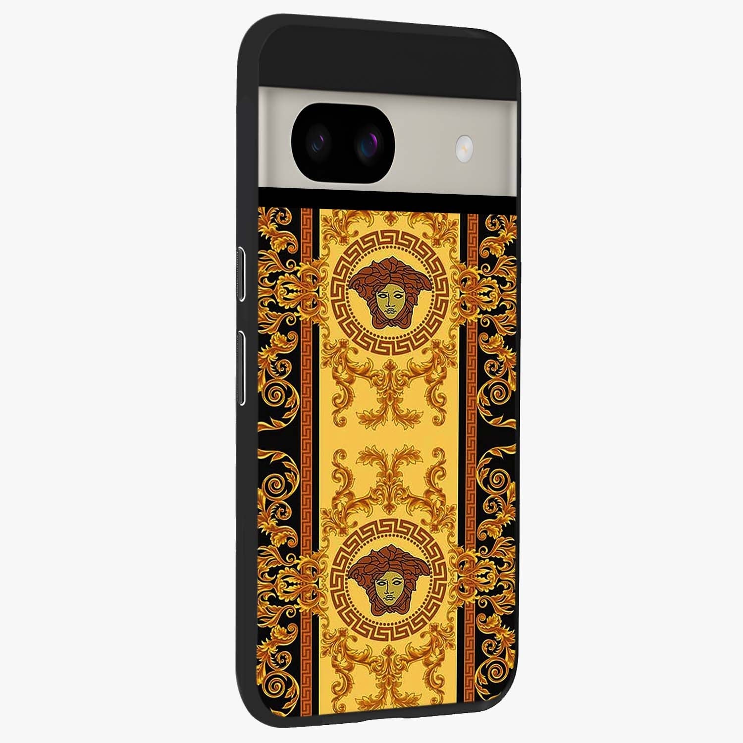 Golden Lotus Glow Glass Case upright view showcasing luminous lotus artwork with peaceful divine theme.