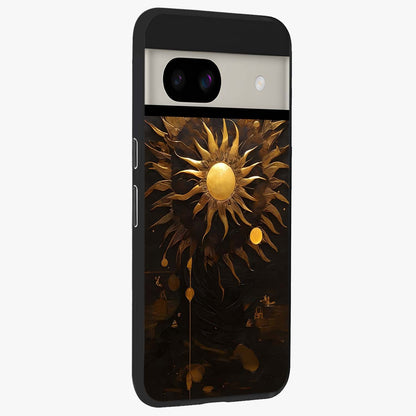 Golden Sun Majesty Glass Case upright view showcasing haunting graveyard artwork with dramatic dark theme.
