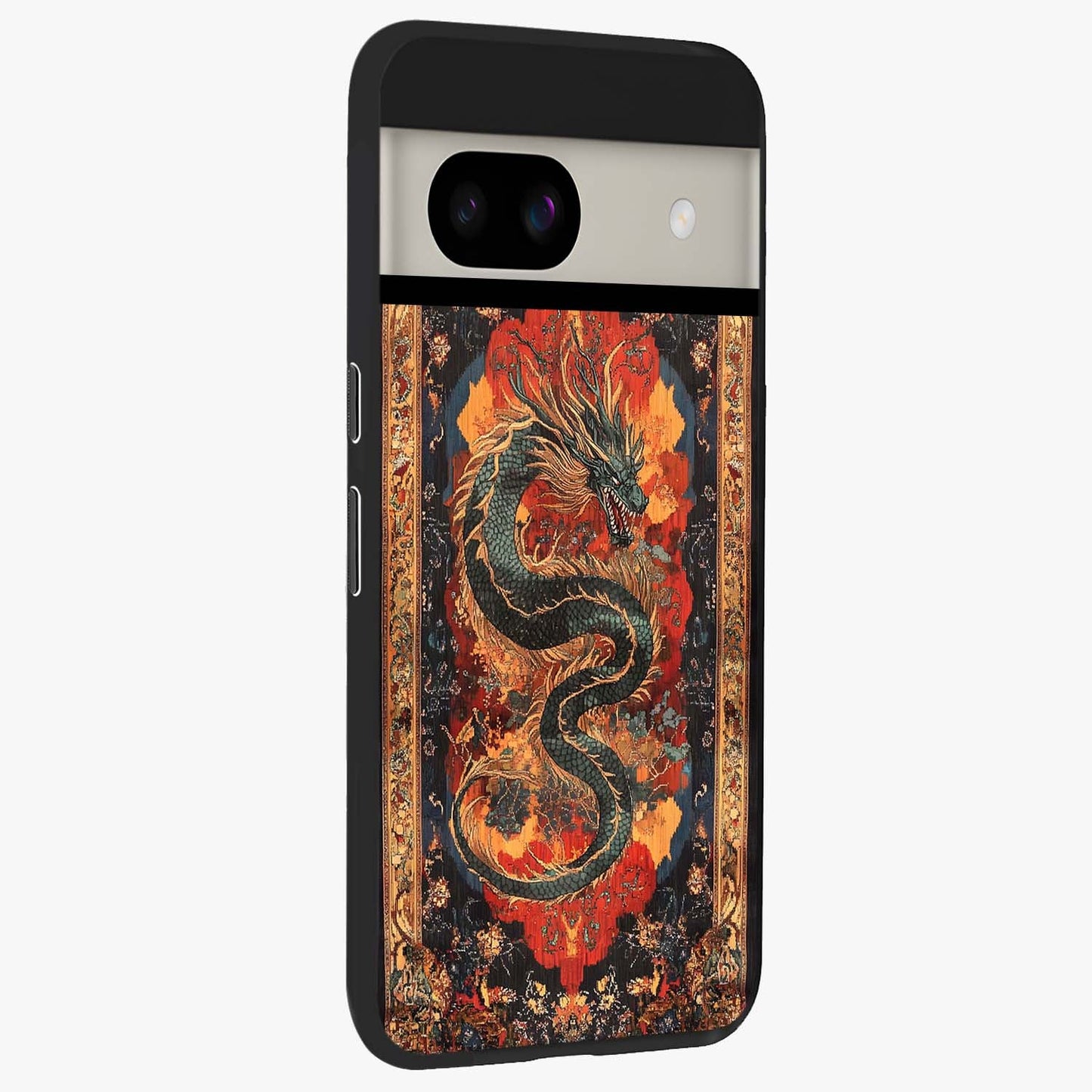 Inferno Dragon Soul Glass Case upright view showcasing intense dragon artwork with fantasy fire theme.