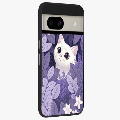 Lilac Hide Peek Cat Glass Case upright view showcasing charming cat artwork with adorable peek theme.