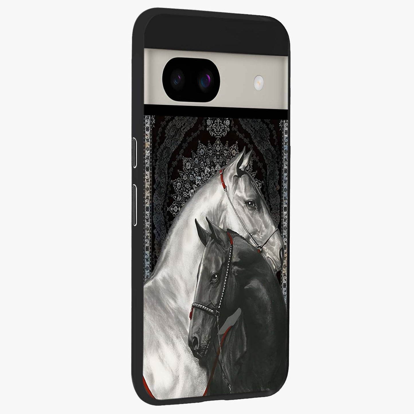 Majestic Ride Legacy Glass Case upright view showcasing dynamic ride inspired artwork with modern automotive theme.