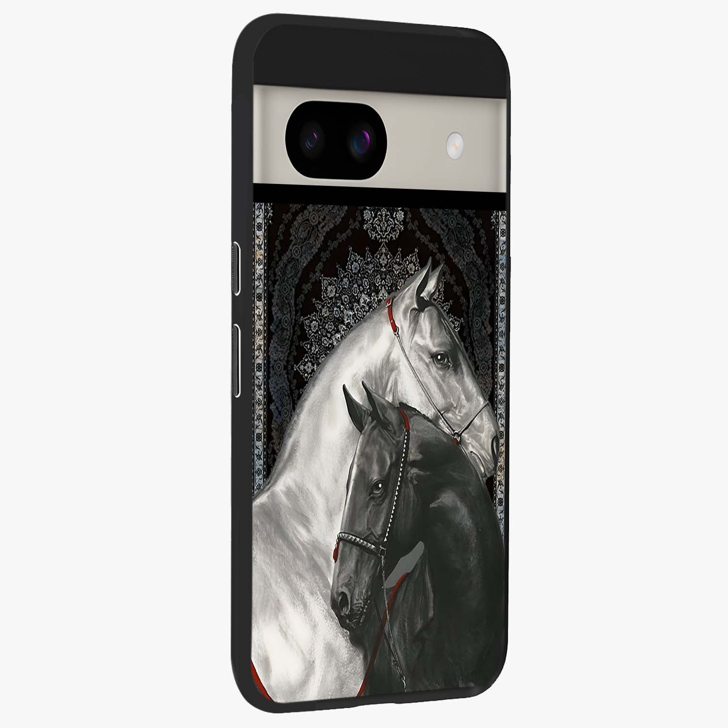 Majestic Ride Legacy Glass Case upright view showcasing dynamic ride inspired artwork with modern automotive theme.
