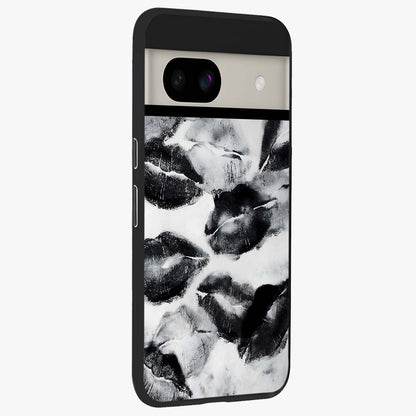 Midnight Kiss Marks Glass Case upright view showcasing stylish kiss mark artwork with trendy romantic theme.