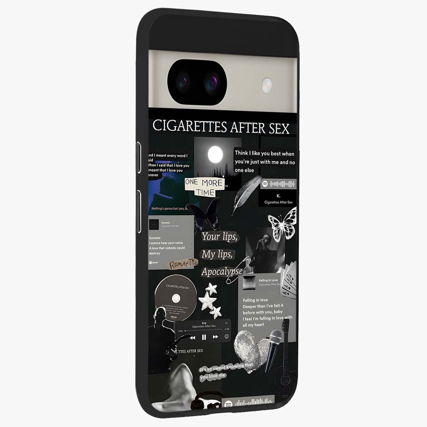 Midnight Love Echo Glass Case upright view showcasing expressive romantic artwork with dreamy midnight theme.