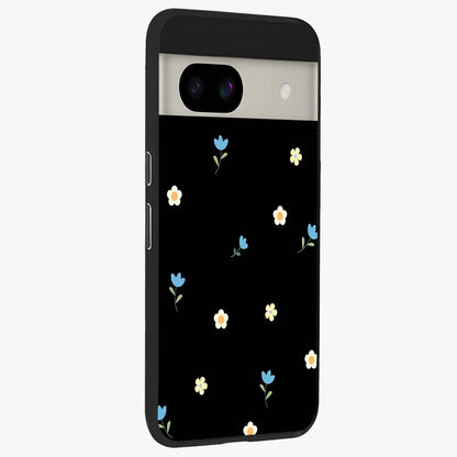Minimal Petal Whispers Glass Case upright view showcasing elegant floral artwork with modern minimalist style.