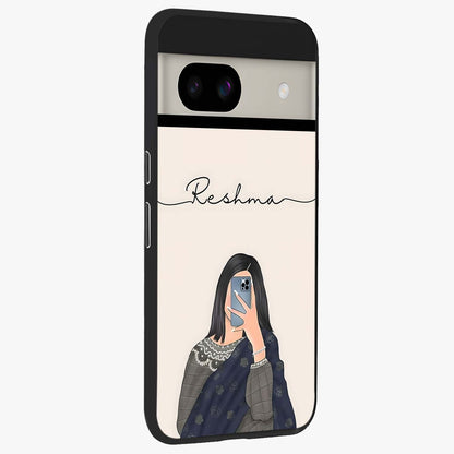 Mirror Mood Muse With Custom Name Glass Case upright view showcasing artistic mirror themed artwork with personalized aesthetic.