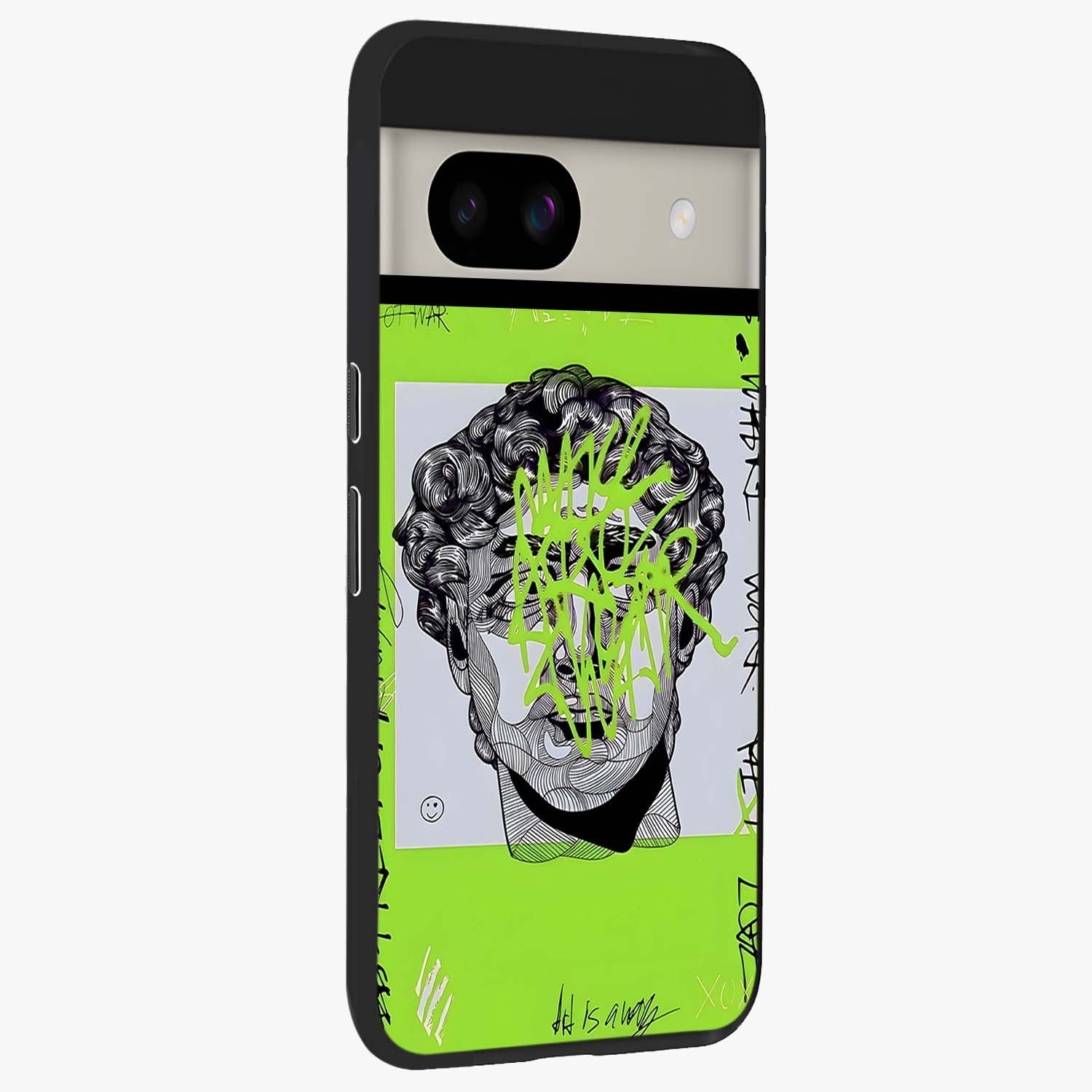 Neo Graffiti Rebellion Glass Case upright view showcasing colorful graffiti artwork with bold modern street style.