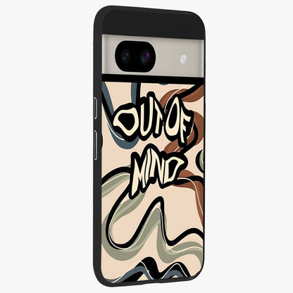 Out Of Mind Glass Case upright view showcasing striking typography artwork with edgy conceptual theme.