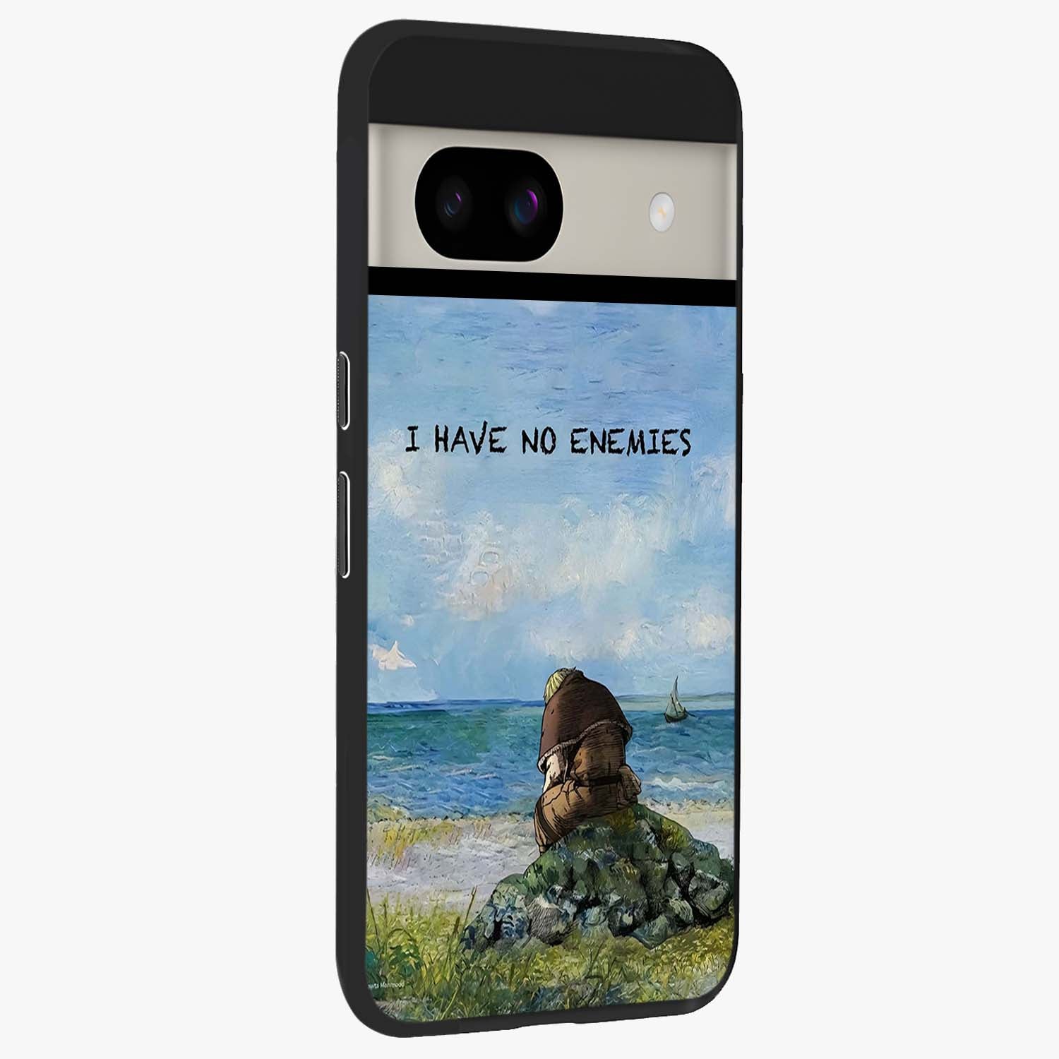 Peace Beyond War Glass Case upright view showcasing powerful peace symbol artwork with inspirational theme.