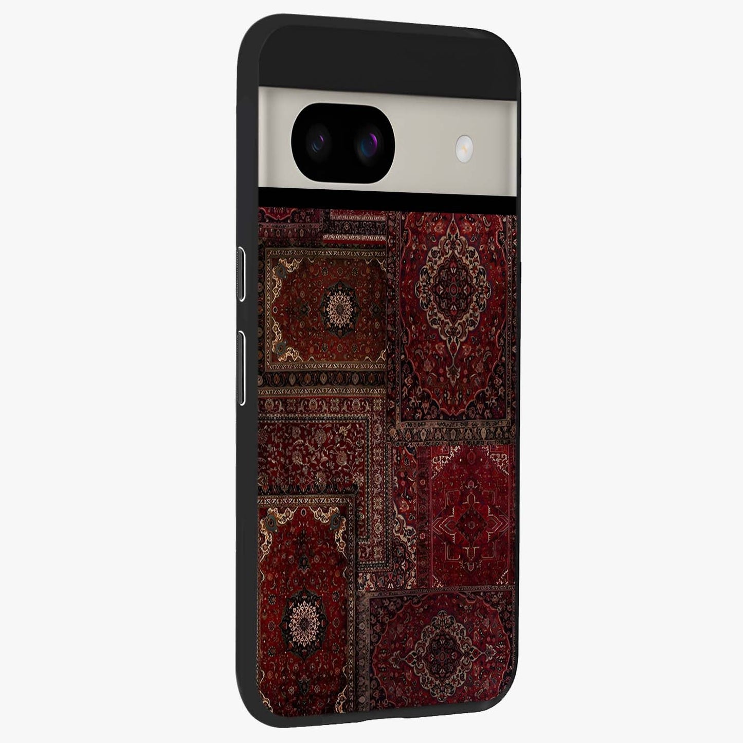 Persian Velvet Tale Glass Case upright view showcasing elegant Persian artwork with classic heritage theme.