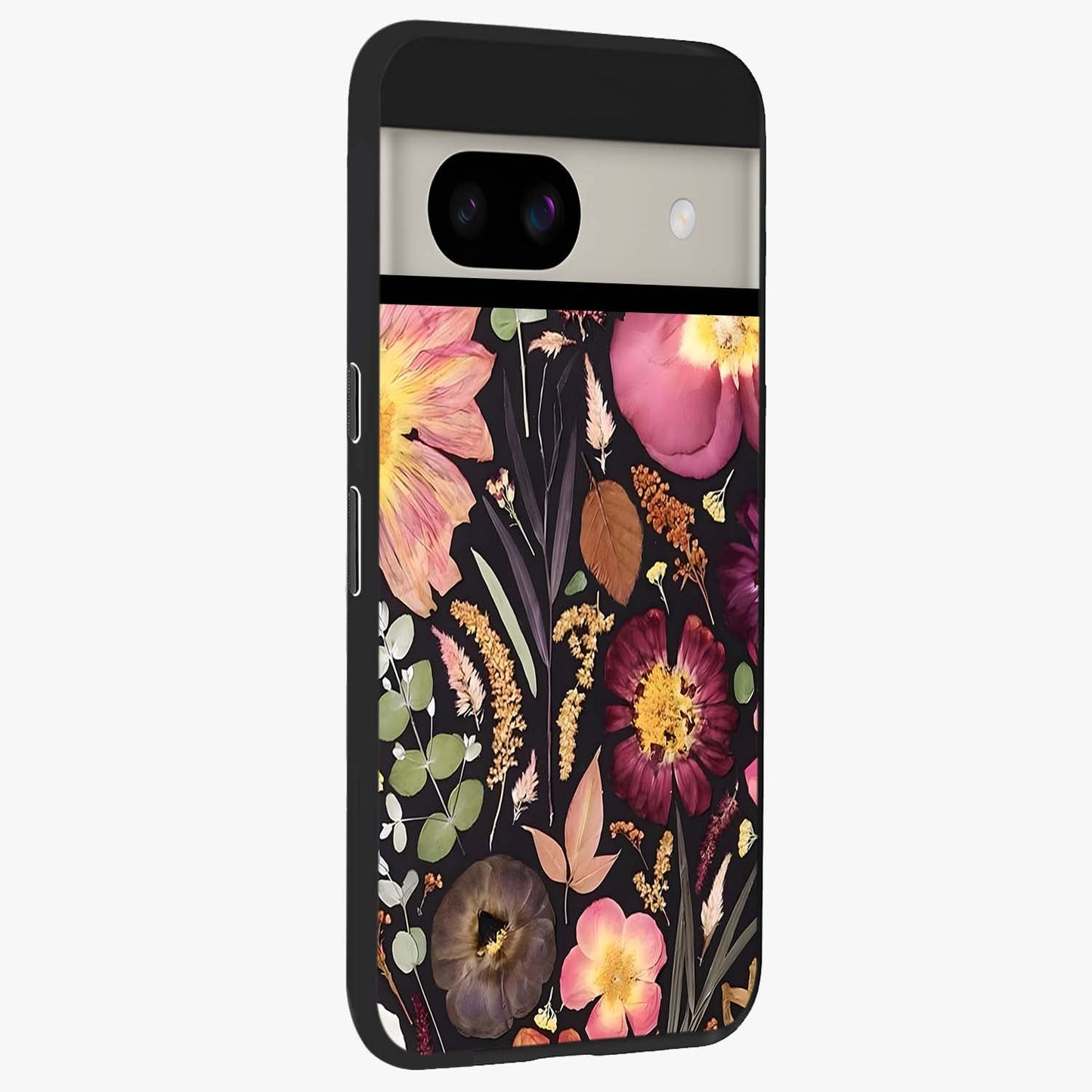 Petal Dream Tapestry Glass Case upright view showcasing detailed floral tapestry artwork with artistic nature theme.