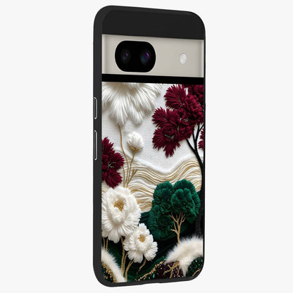 Radiant Bloom Elegance Glass Case upright view showcasing decorative flower artwork with refined botanical theme.