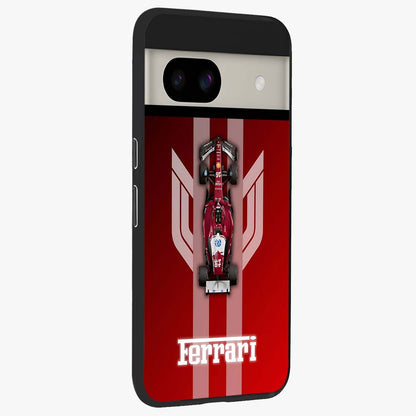 Red Ferrari F1 Vertical Glass Case upright view showcasing powerful Formula car artwork with dynamic motorsport theme.