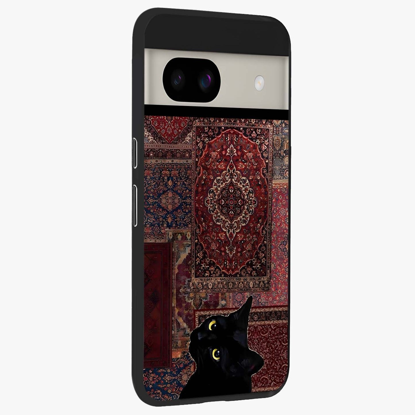 Regal Magic Cat Apple Glass Case upright view showcasing charming cat artwork with playful magical theme.