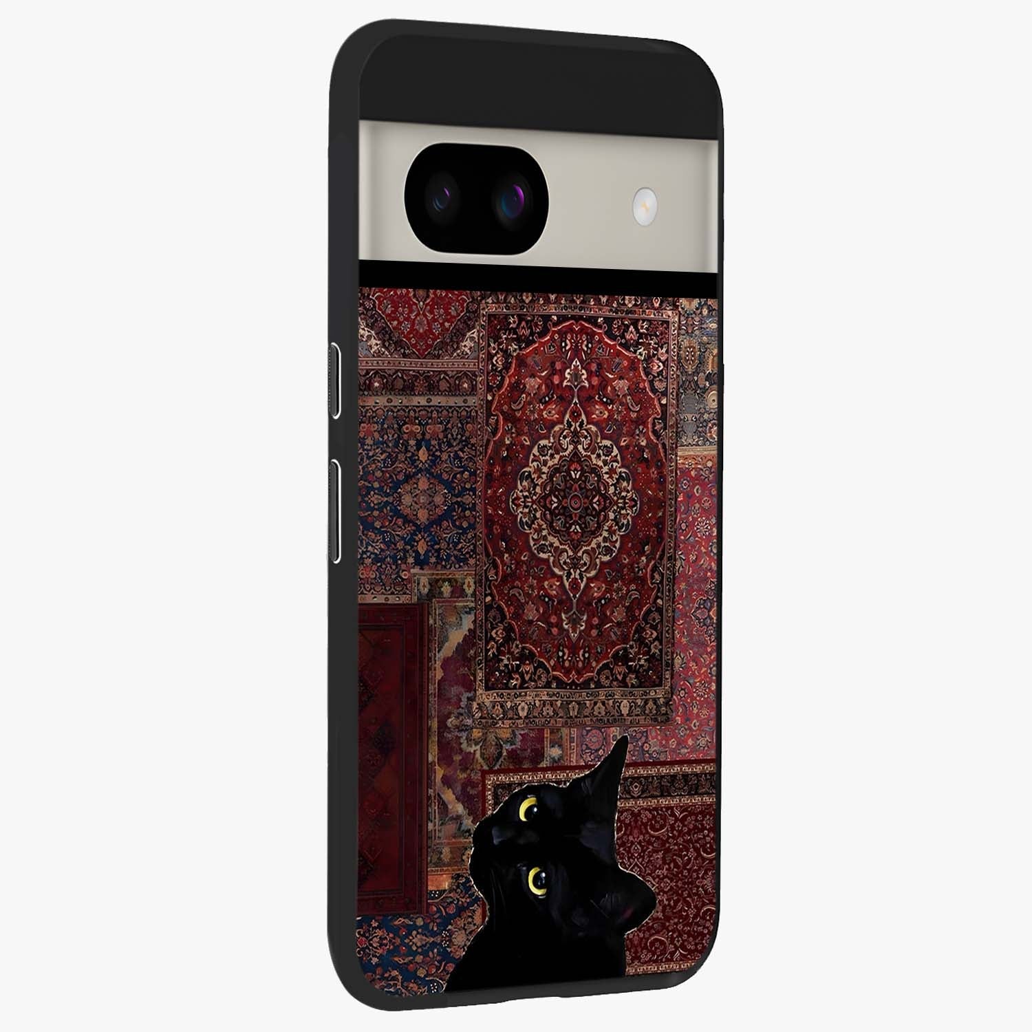 Regal Magic Cat Apple Glass Case upright view showcasing charming cat artwork with playful magical theme.