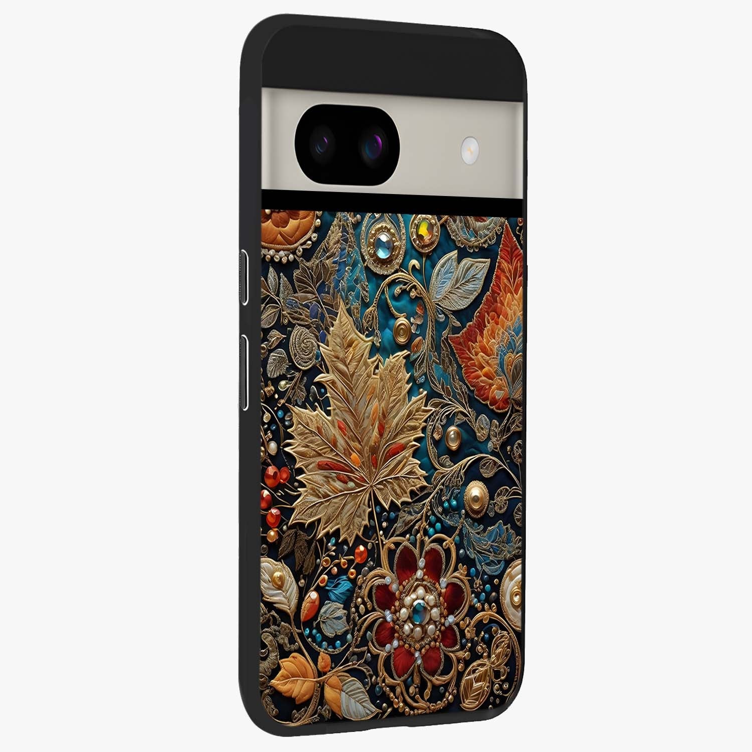 Royal Jewel Garden Glass Case upright view showcasing rich floral artwork with luxurious garden theme.