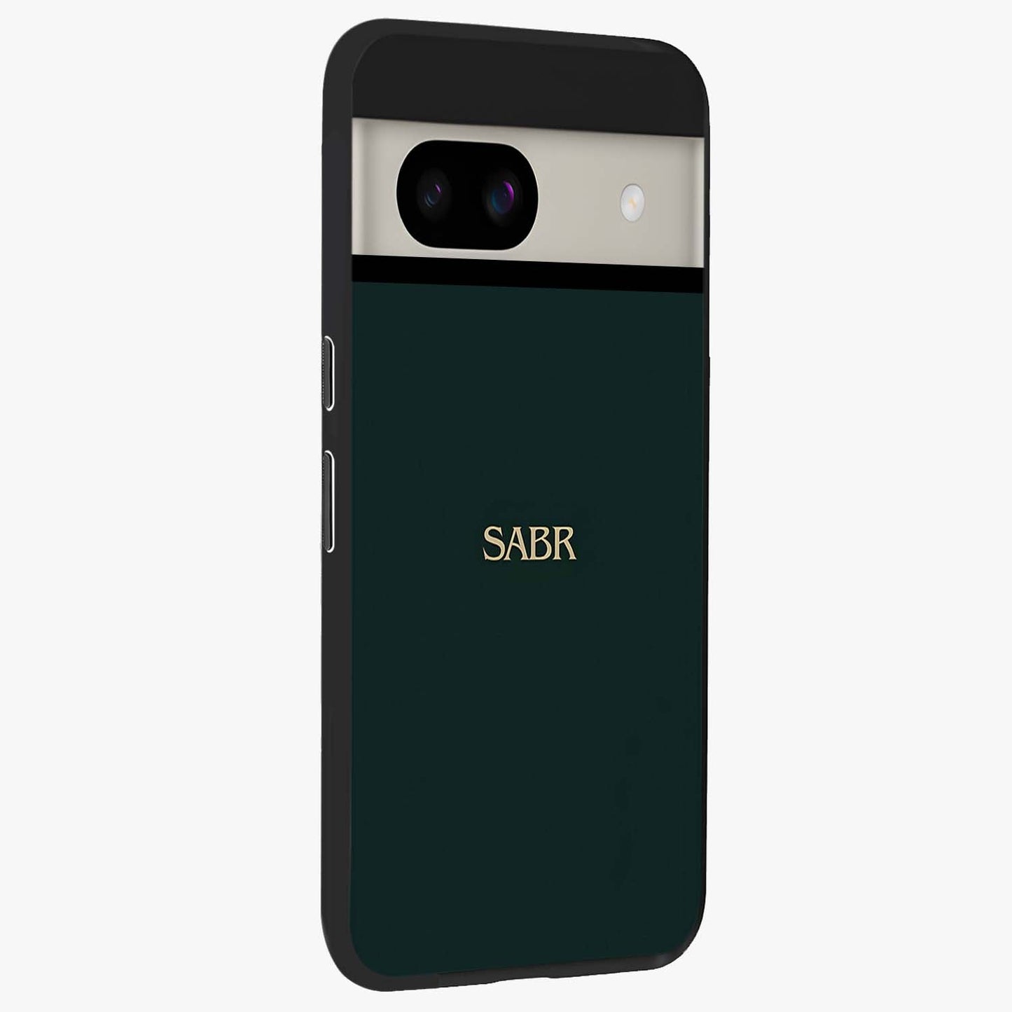 Sabr Minimal Patience Glass Case upright view showcasing calm minimalist artwork with motivational patience theme.