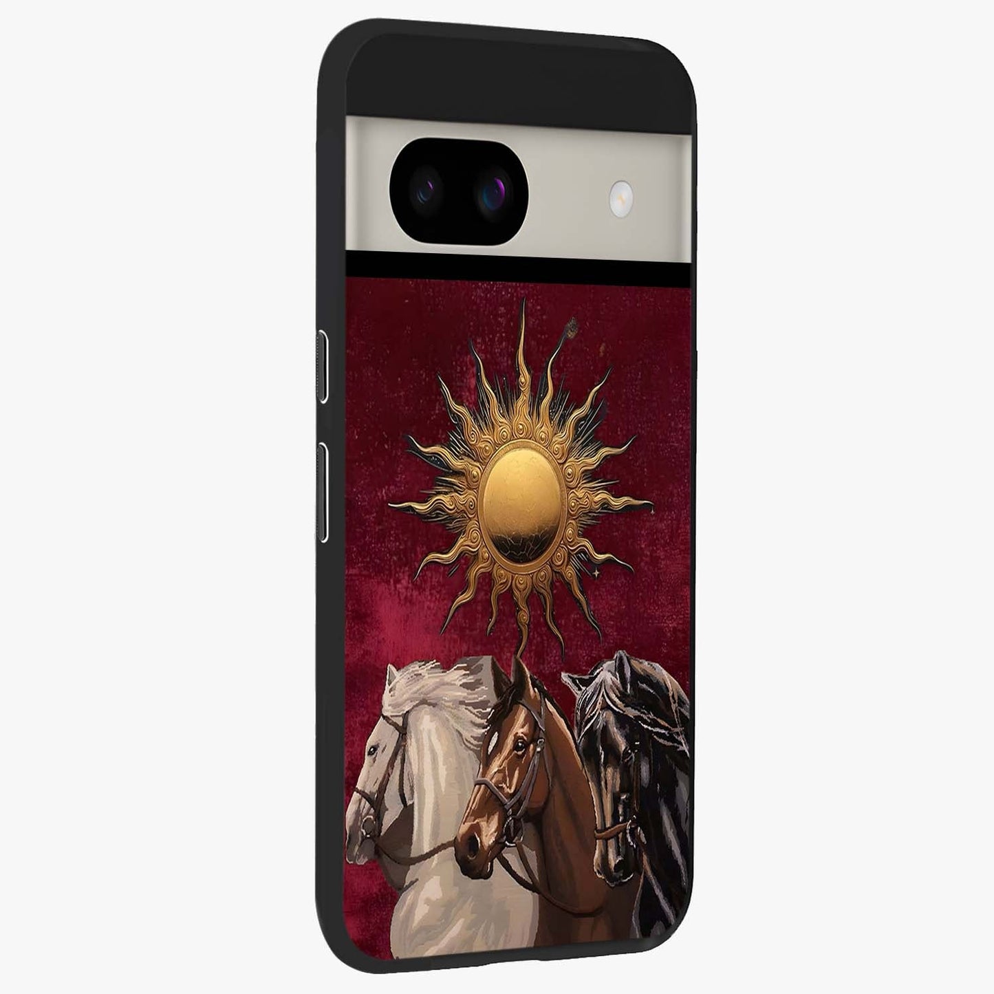 Solar Riders Glass Case upright view showcasing energetic rider artwork with bold adventure theme.