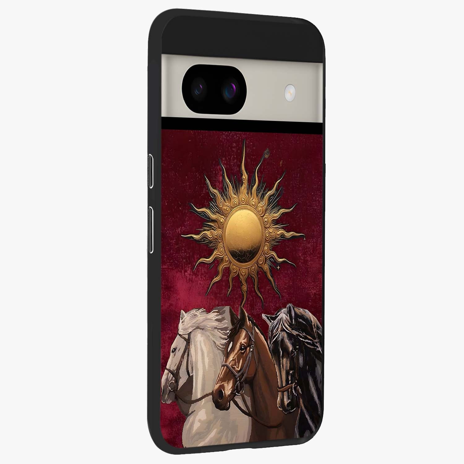 Solar Riders Glass Case upright view showcasing energetic rider artwork with bold adventure theme.