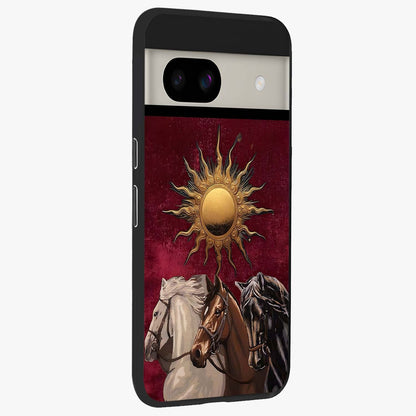 Solar Riders Glass Case upright view showcasing energetic rider artwork with bold adventure theme.