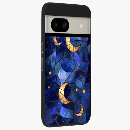 Starlit Sky Tapestry Glass Case upright view showcasing elegant starry sky artwork with cosmic decorative theme.