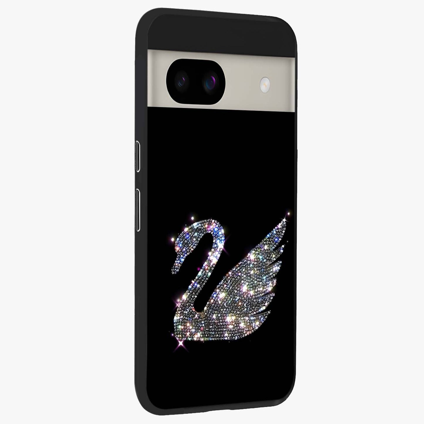 Starlit Swan Grace Glass Case upright view showcasing beautiful swan artwork with peaceful night themed design.