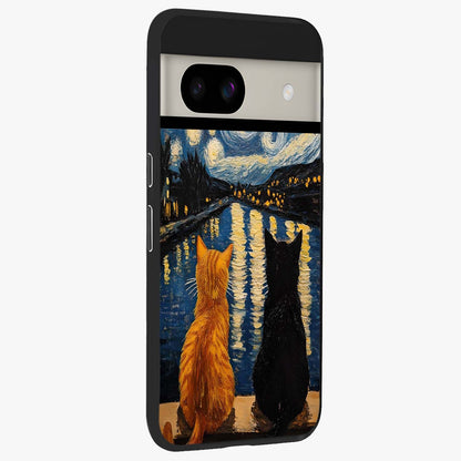 Starry River Cats Glass Case upright view showcasing adorable cat artwork with magical river and stars theme.