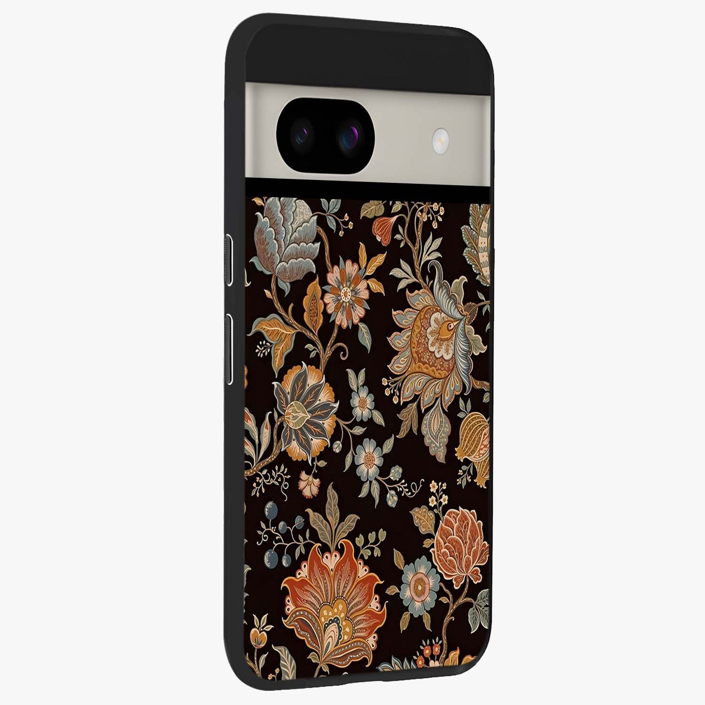 Vintage Floral Dream Glass Case upright view showcasing delicate floral artwork with timeless vintage theme.