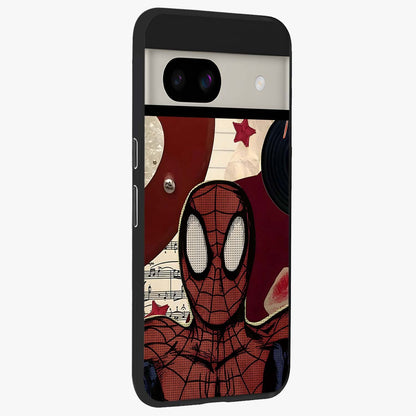 Web Warrior Vibes Glass Case upright view showcasing energetic superhero artwork with bold action theme.