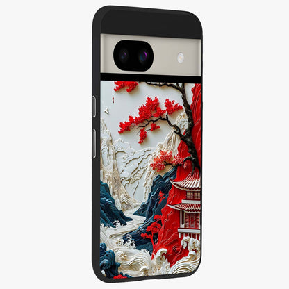 Whispers Of Sakura Waves Glass Case upright view showcasing delicate cherry blossom artwork with elegant nature theme.