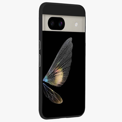 Whispers Of Wings Glass Case upright view showcasing elegant wing artwork with light airy theme.