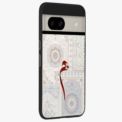 White Aesthetic Bow Glass Case upright view showcasing delicate ribbon bow artwork with cute minimalist theme.