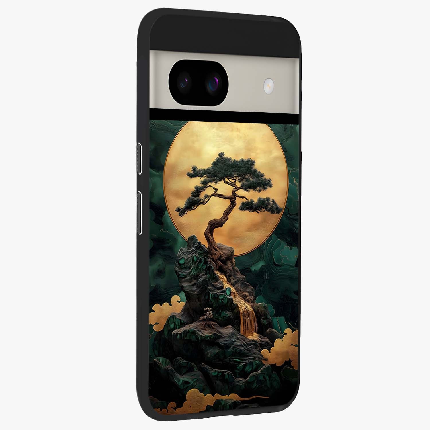 Zen Moon Rise Glass Case upright view showcasing serene moon artwork with tranquil night theme.