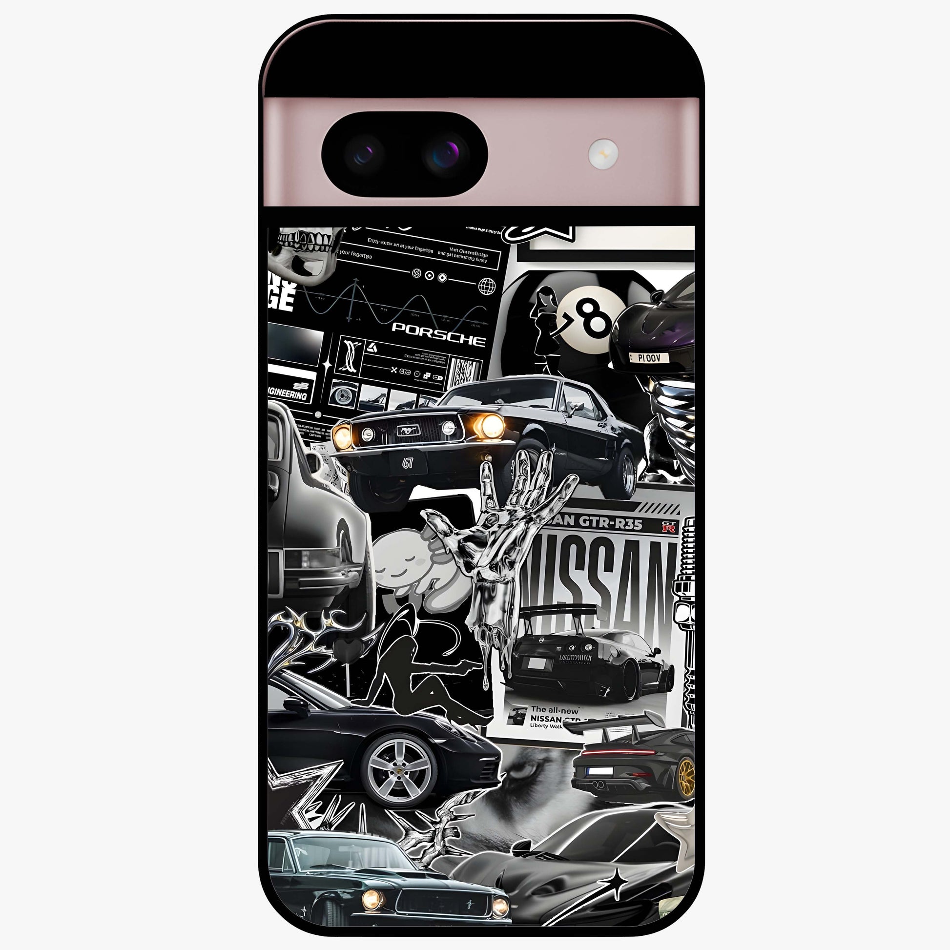 Aesthetic Dark Love Glass Case showing flat back view with dark romantic artwork and glossy glass finish.