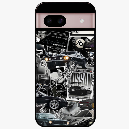 Aesthetic Dark Love Glass Case showing flat back view with dark romantic artwork and glossy glass finish.