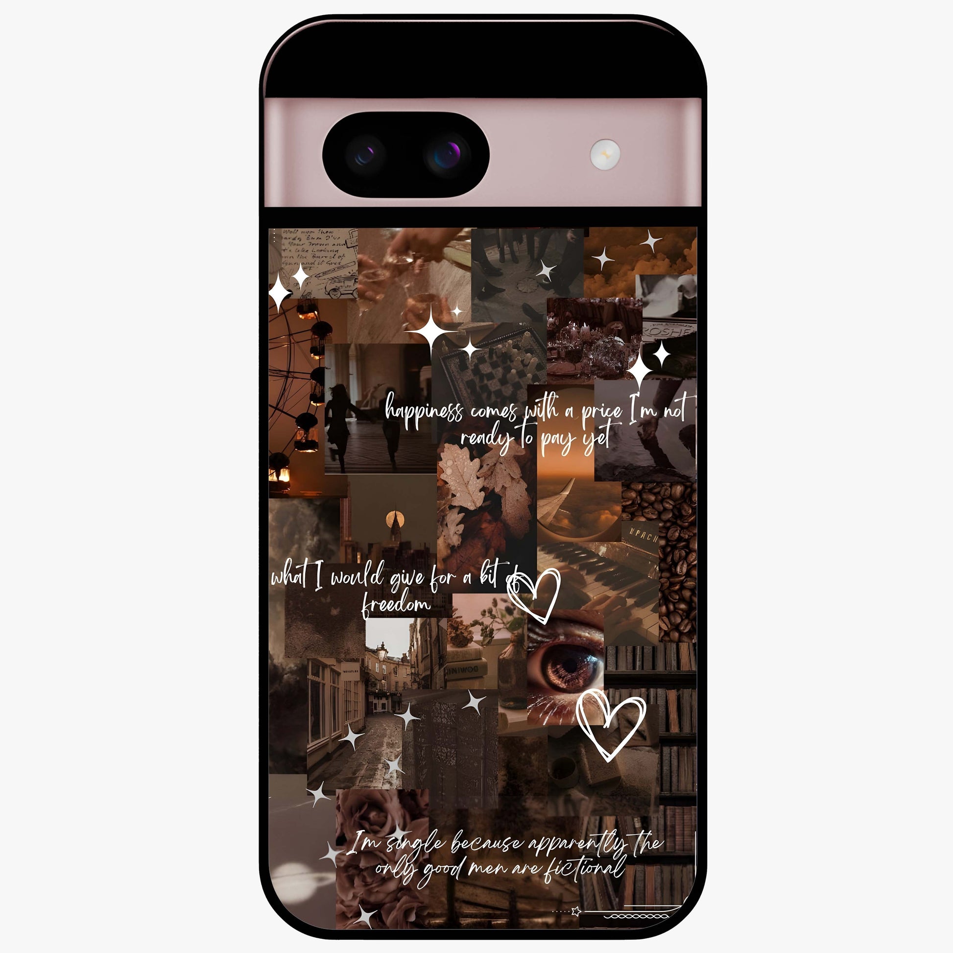 Bittersweet Aesthetic Chaos Glass Case showing flat back view with artistic chaotic aesthetic design and glossy glass finish.