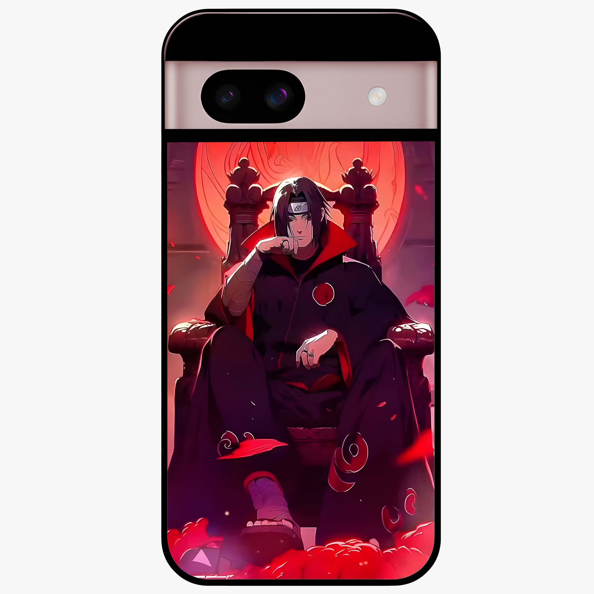 Blood Moon Sovereign Glass Case showing flat back view with mystical blood moon artwork and glossy glass finish.