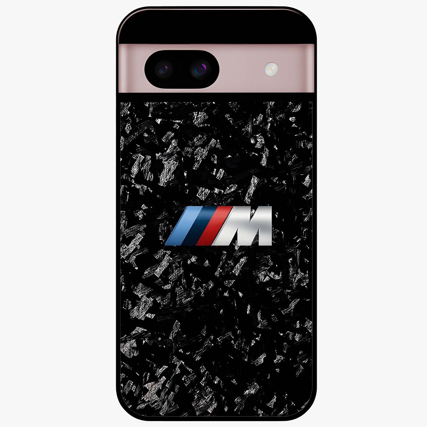 Carbon Speed Mark Glass Case showing flat back view with sporty carbon pattern artwork and glossy glass finish.