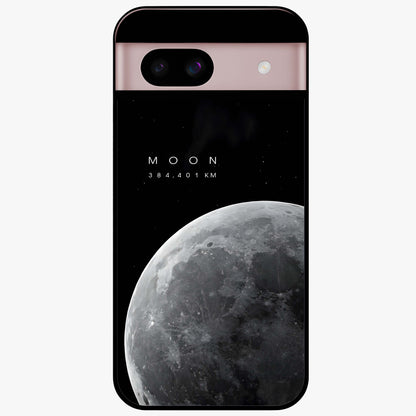 Cosmic Moon Glow Glass Case showing flat back view with glowing moon artwork and glossy glass finish.