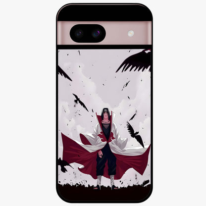 Crimson Crow Ascension Glass Case showing flat back view with mystical crow artwork and glossy glass finish.