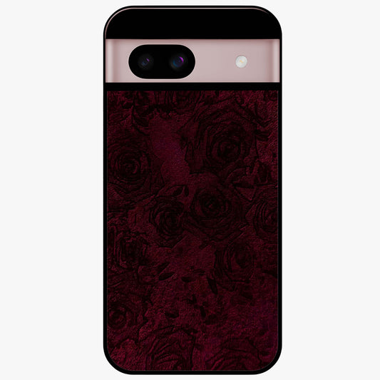 Crimson Fade Flow Glass Case showing flat back view with flowing crimson gradient artwork and glossy glass finish.