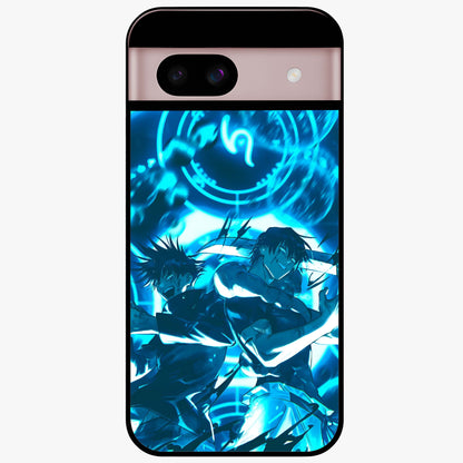 Cursed Energy Clash Glass Case showing flat back view with intense cursed energy artwork and glossy glass finish.