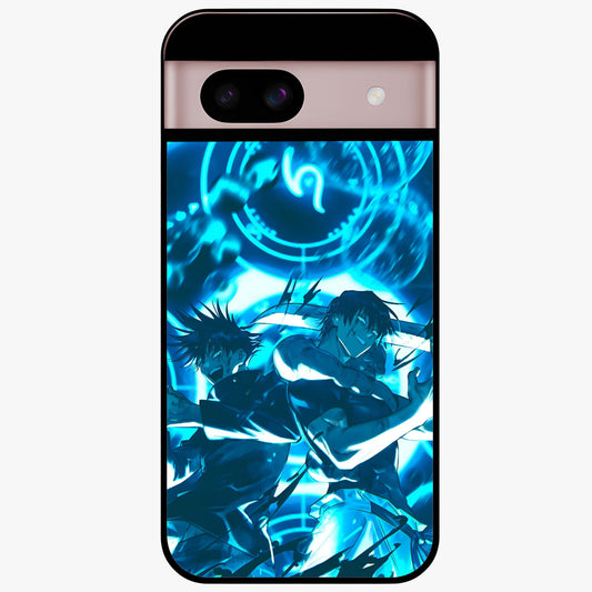 Cursed Energy Clash Glass Case showing flat back view with intense cursed energy artwork and glossy glass finish.