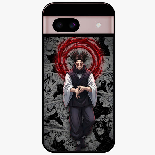 Cursed Ritual Ascension Glass Case showing flat back view with dark ritual themed artwork and glossy glass finish.