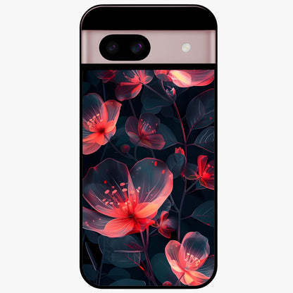 Dark Shade of Flower Glass Case showing flat back view with elegant dark floral artwork and glossy glass finish.