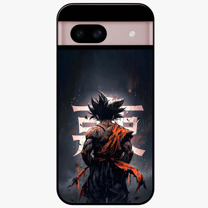 Dark Warrior In Rain Glass Case showing flat back view with warrior artwork in rainy atmosphere and glossy glass finish.